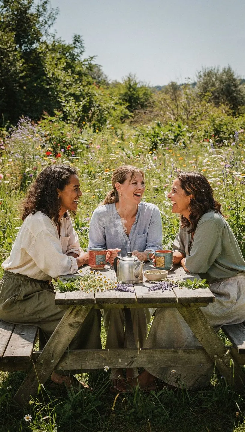 Ant staltiesės išdėliotos įvairios džiovintos žolelės, skirtos arbatos paruošimui.