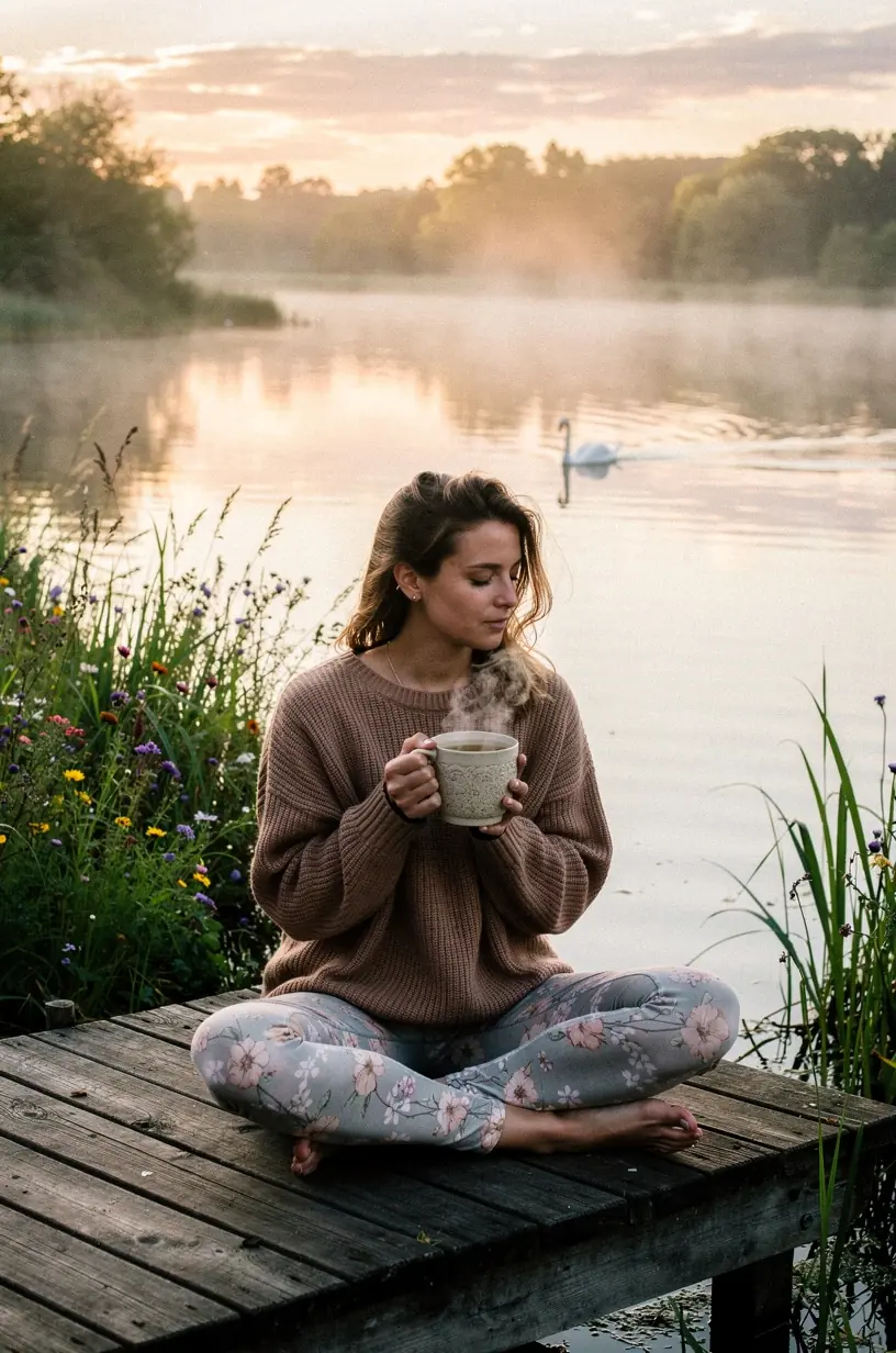 Švelnių žolelių lapų artimas planas, simbolizuojantis kasdienius arbatos ritualus.